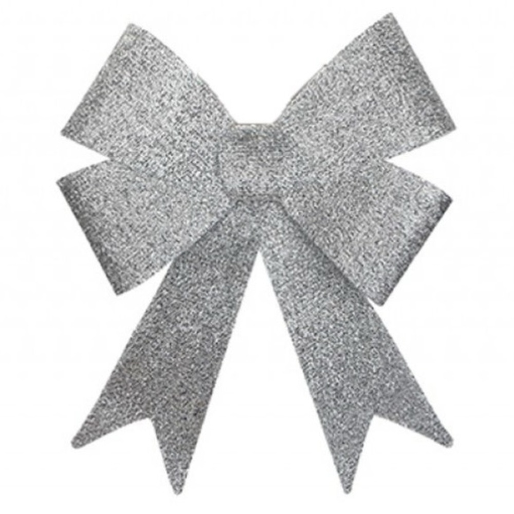 16” Large Sparkling Silver Bow Decoration for Christmas Tree, Door, Wall, etc.